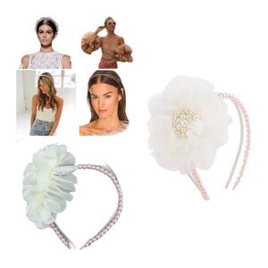 Cooper Key Pearl & Floral Headband Set Women Color Pink & White